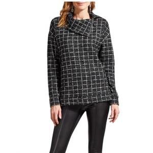 NEW TRIBAL split neck zipper top in black